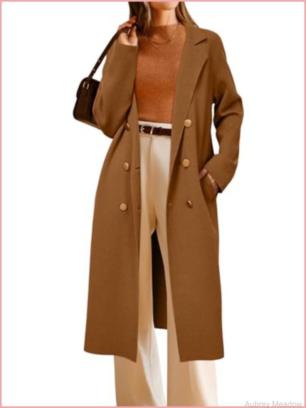 Wool Blend Double Breasted Long Cardigan Sweater Coat Knee-Length